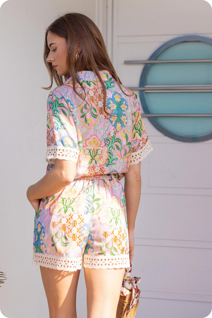 Selva Crochet Satin Shorts