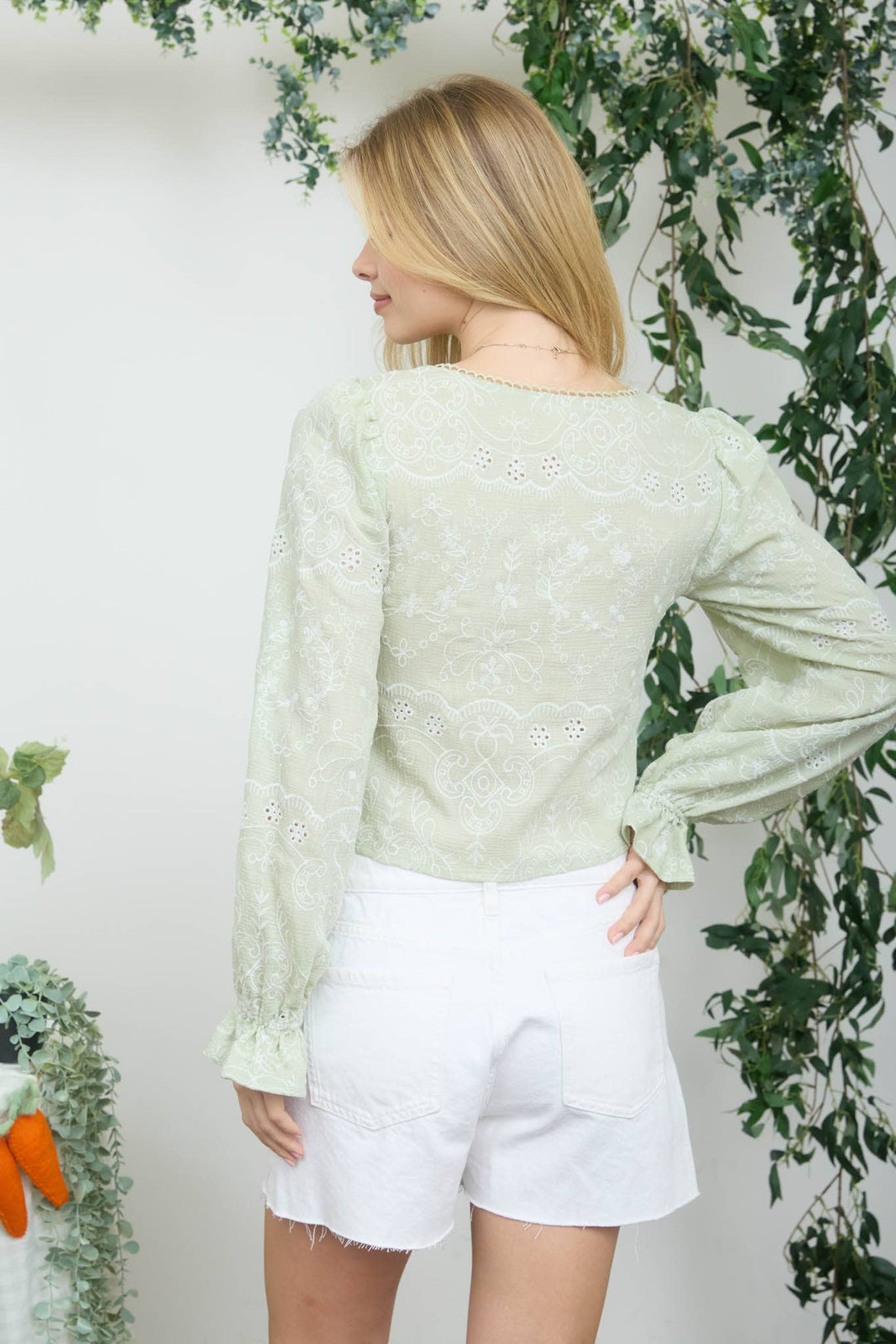 Amber Embroidered Front Tie Top