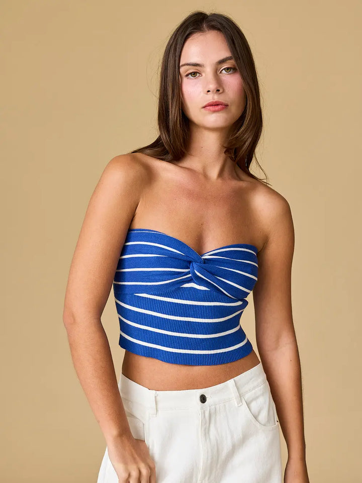 Savanah Twist Front Rib Knit Top