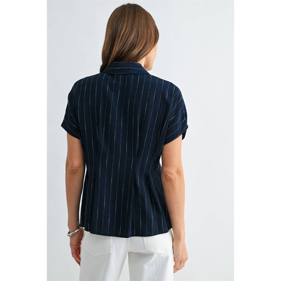 Jesse Striped Pintuck Buttoned Blouse