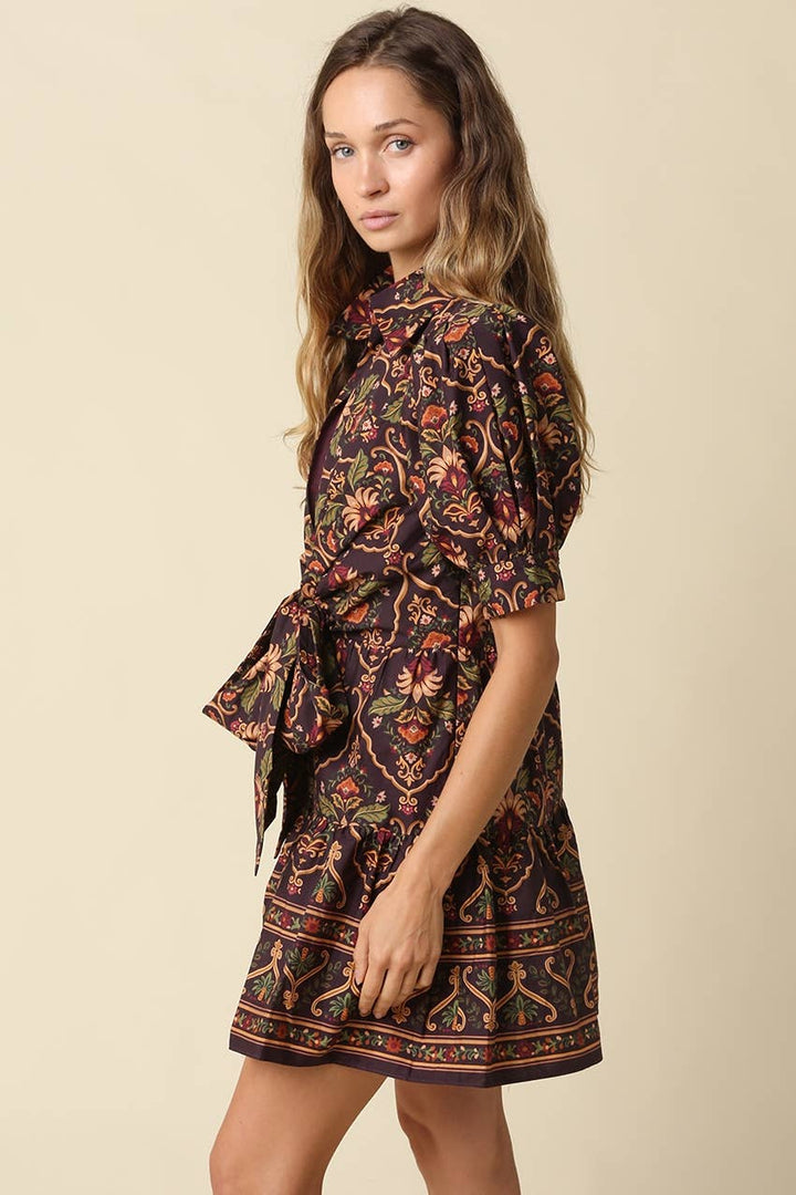 Vienna Tie-Waist Mini Dress