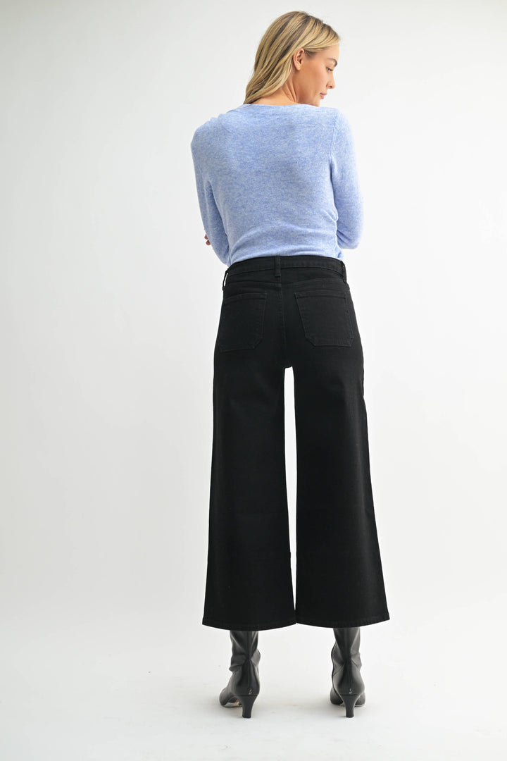 Amy - High Rise Cropped Wide Leg Jeans