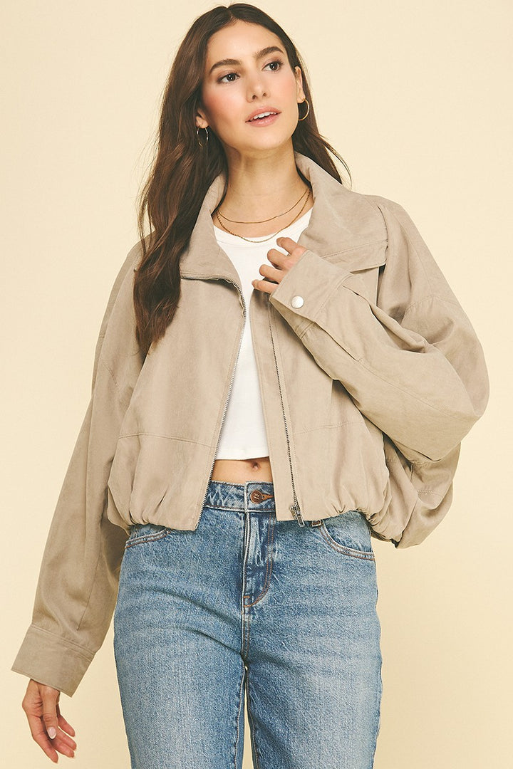 Amber Cropped Bomber Jacket