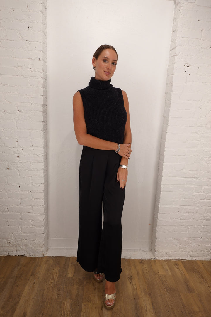 Sparkly Turtleneck Sleeveless Sweater