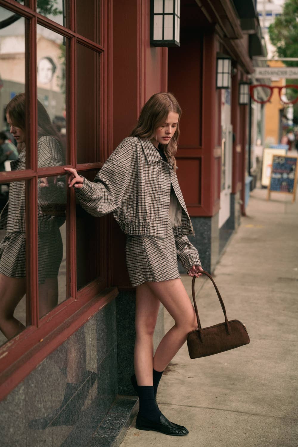 Taylor Houndstooth Mini Skirt