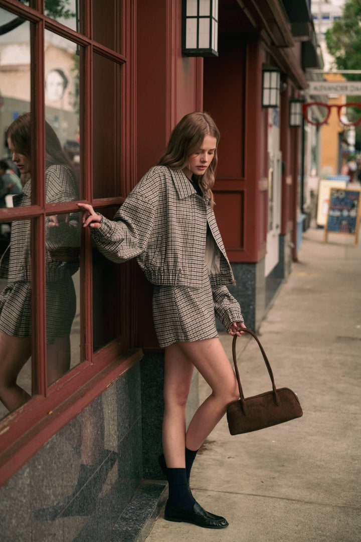 Taylor Houndstooth Mini Skirt