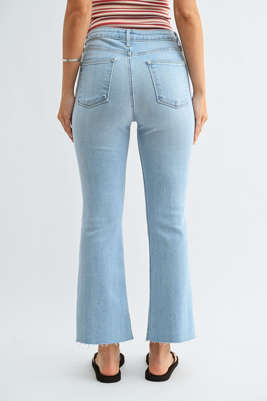 Marissa - High Rise Crop Flare - Lt Denim