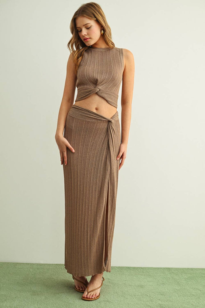 Irene Ribbed Twist Front Crop Top