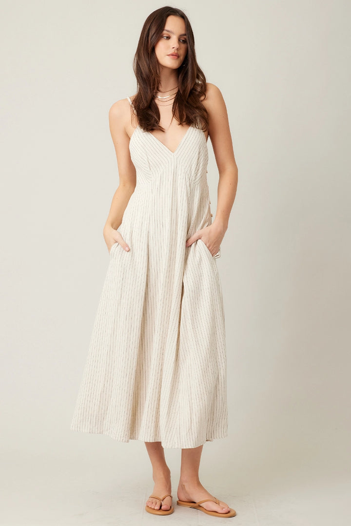 Eden Linen Striped Midi Dress