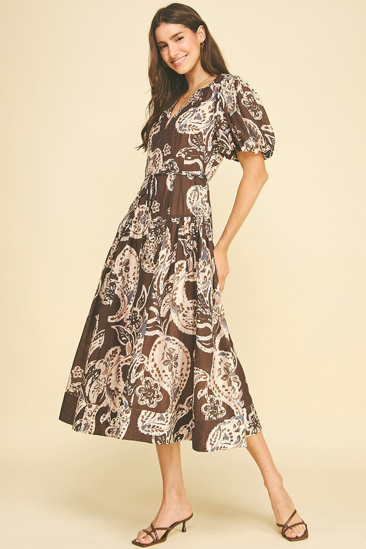 Paige Puff Sleeve Midi Dress