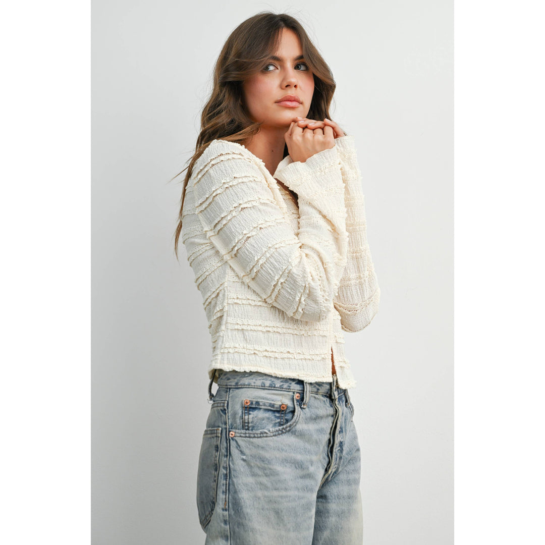 Anastasia Ruched Ribbon Knit Top