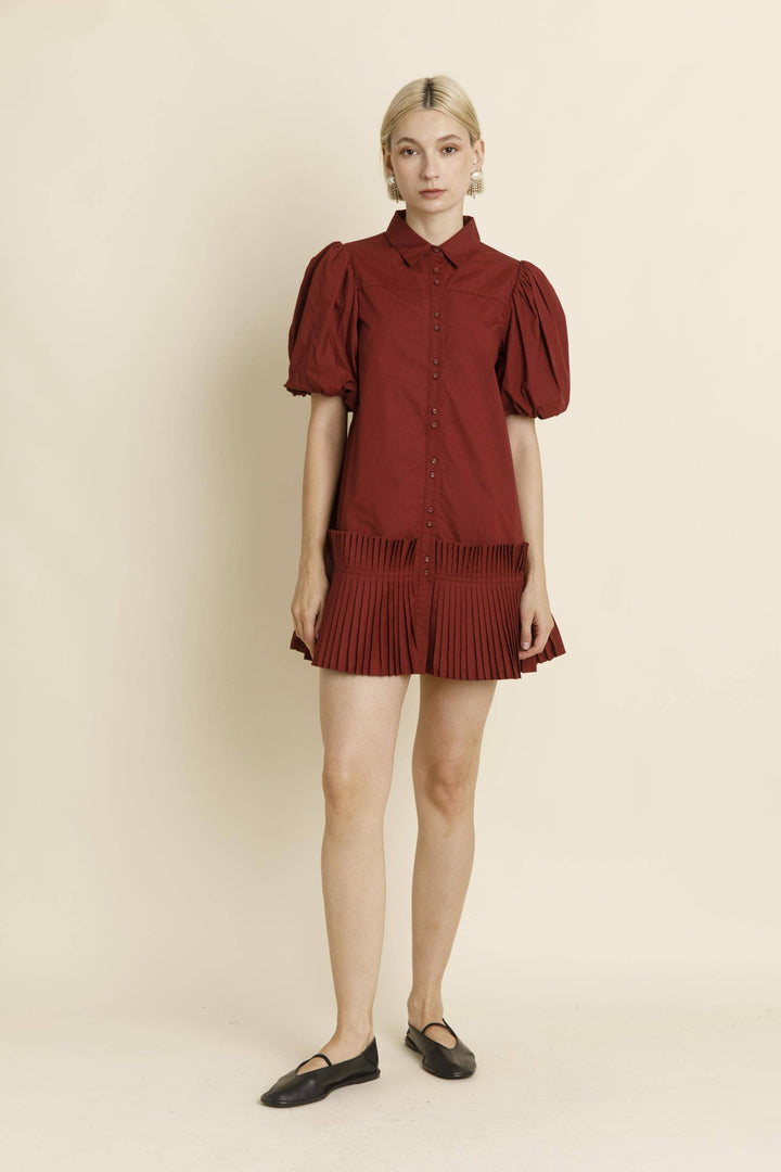 Ruby Pleated Hem Mini Shirt Dress