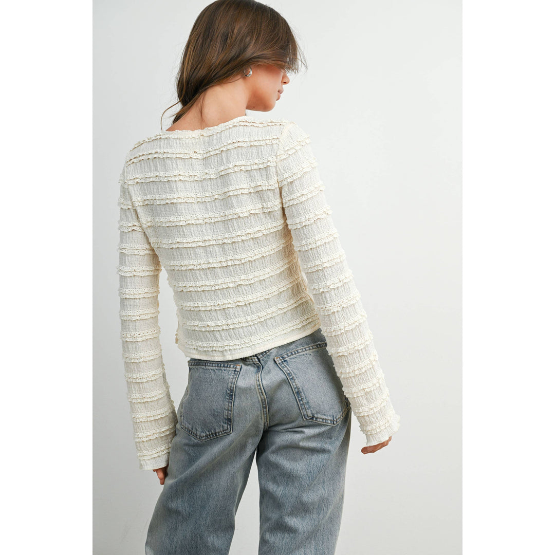 Anastasia Ruched Ribbon Knit Top