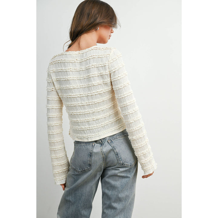Anastasia Ruched Ribbon Knit Top