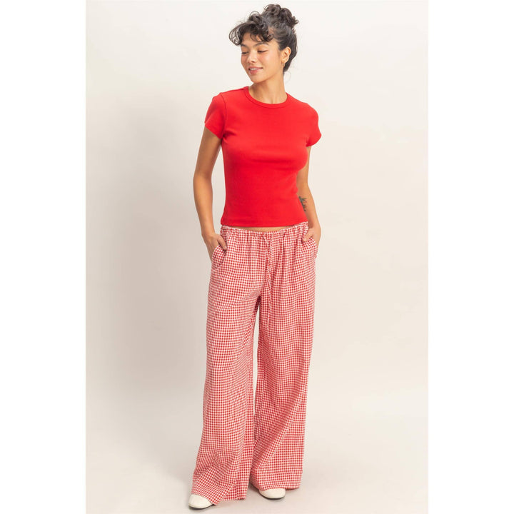 Emma Gingham Wide-Leg Pants