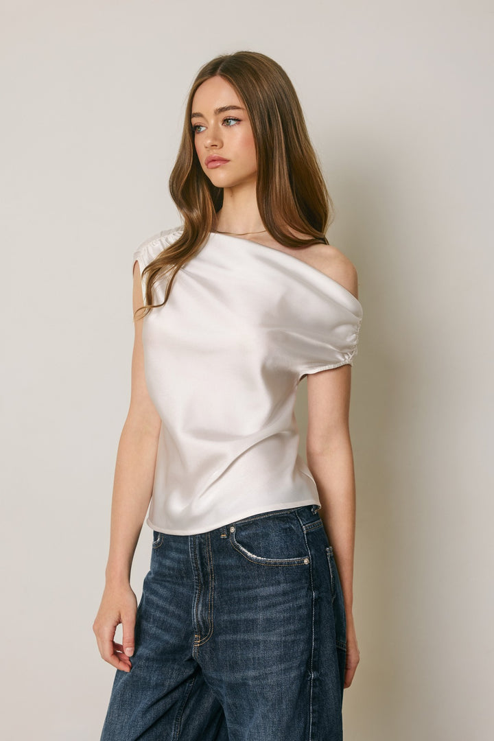 Mabel Satin Asymmetrical Top