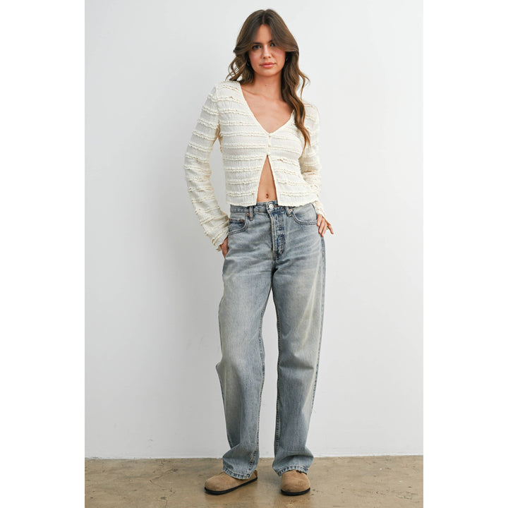 Anastasia Ruched Ribbon Knit Top
