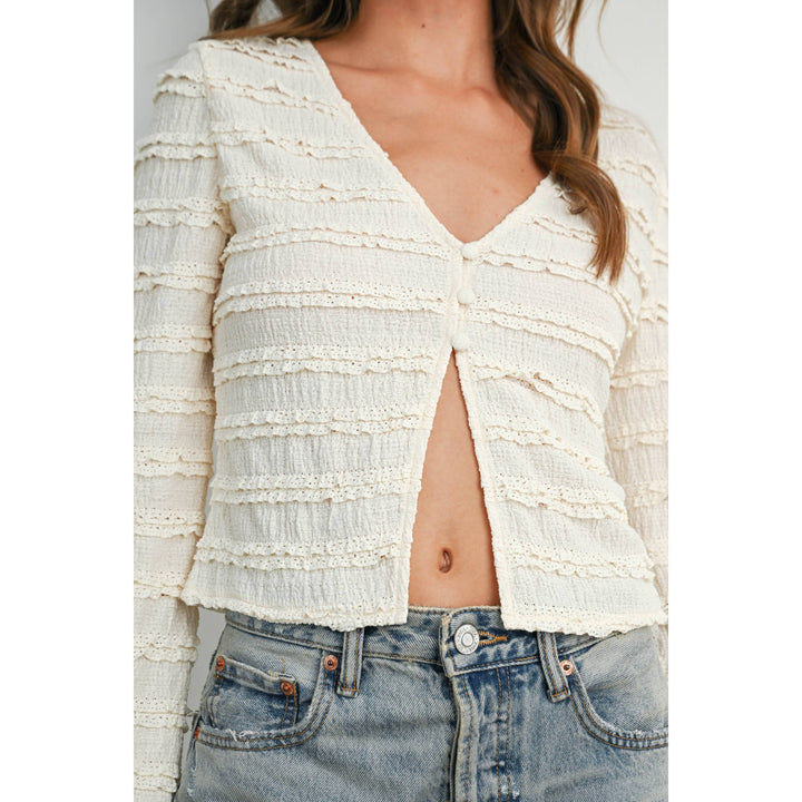 Anastasia Ruched Ribbon Knit Top