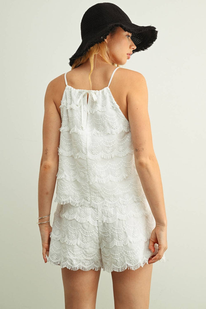 Eliza Tassel Embroidery Trimmed Top