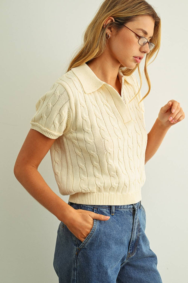 Kenia Cable Knitted Polo Shirt
