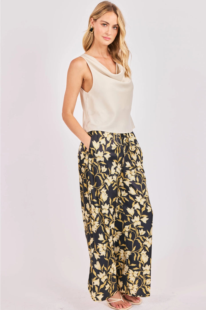 Sadie Cowl Neck Satin Top