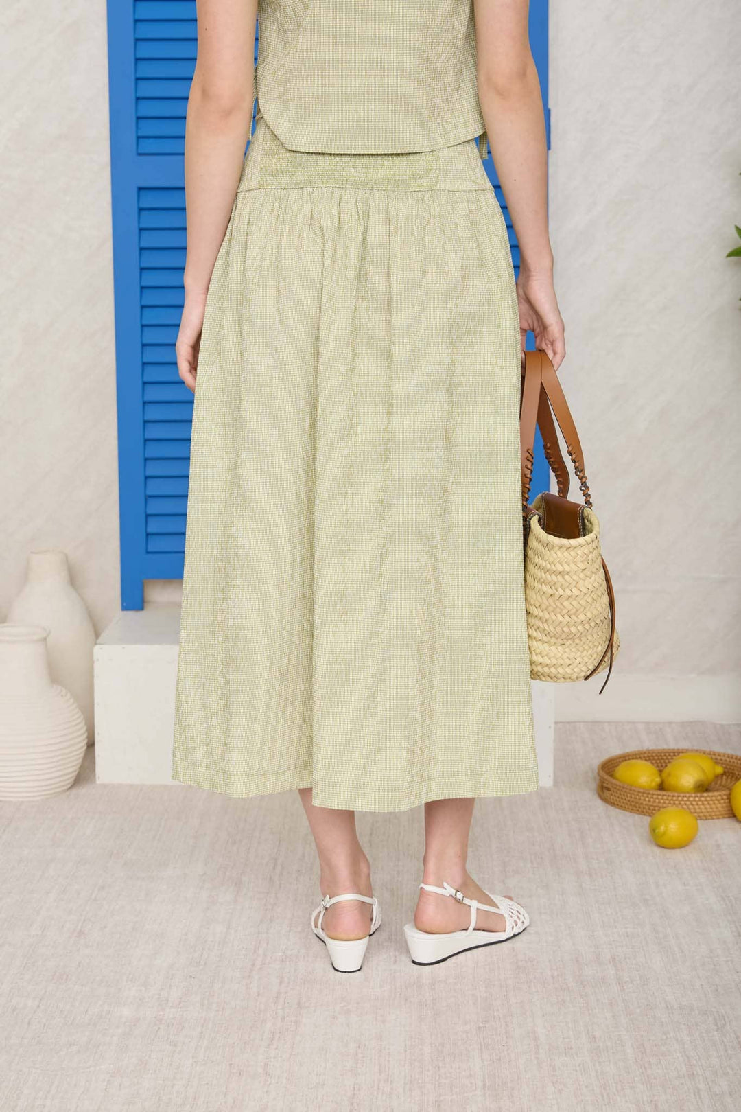 Grecia Plaid Wide Waistband Skirt