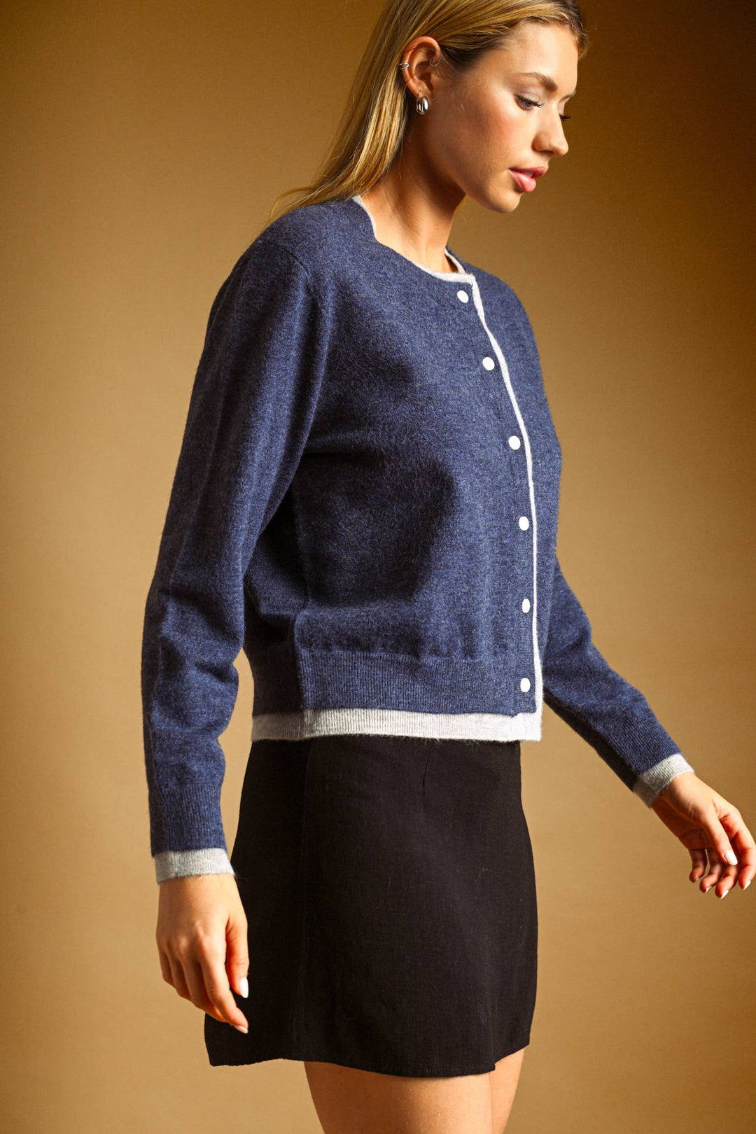Jenny Contrast Color Cardigan