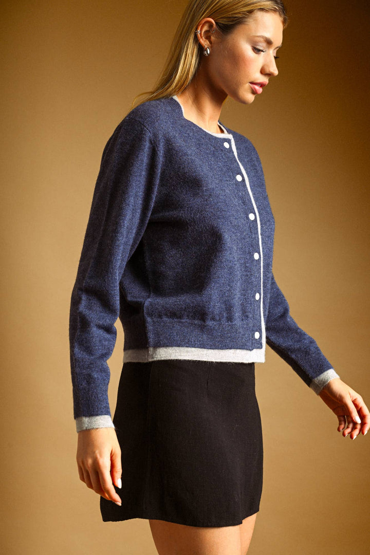 Jenny Contrast Color Cardigan