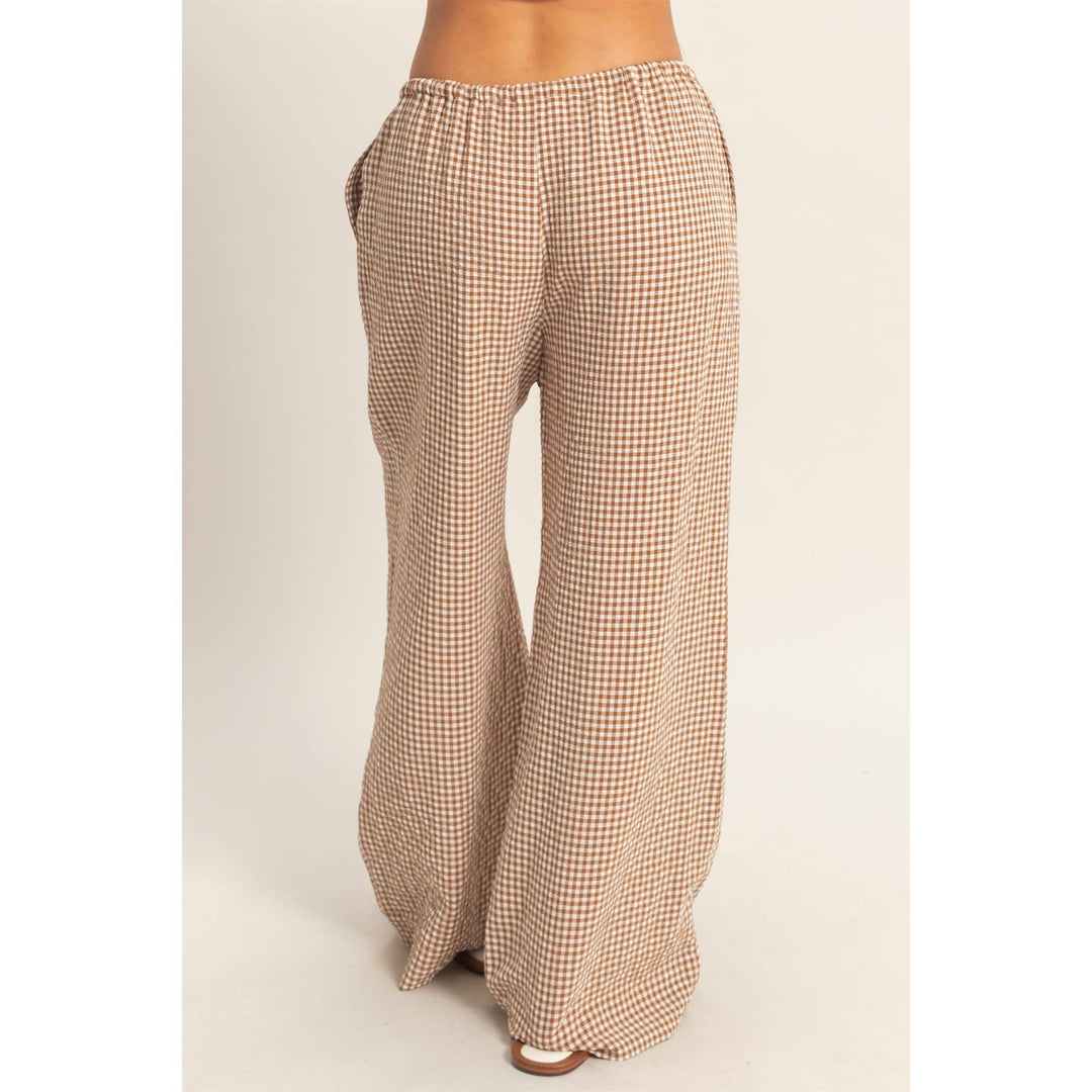 Emma Gingham Wide-Leg Pants