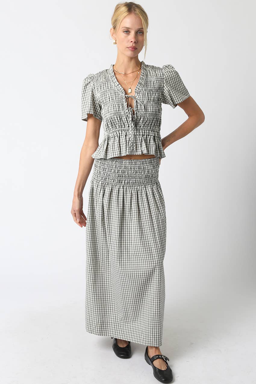Rory Gingham Ruffled Top