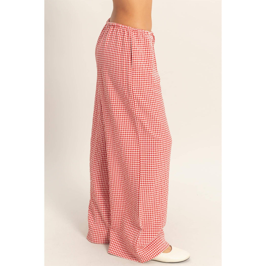 Emma Gingham Wide-Leg Pants