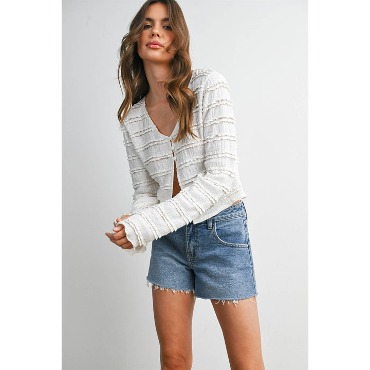 Anastasia Ruched Ribbon Knit Top
