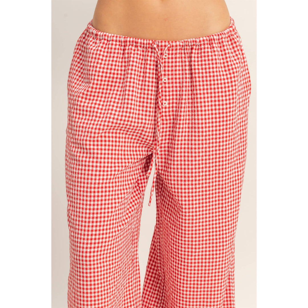Emma Gingham Wide-Leg Pants