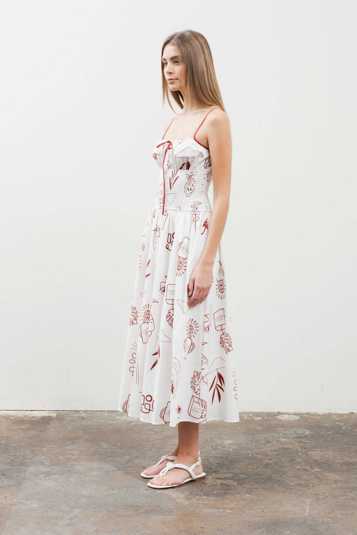 Geneva Doodle Print Midi Dress