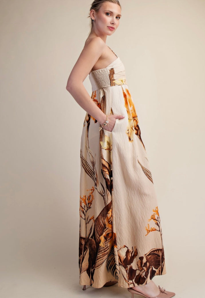 Marbella Pleated Floral Jumpsuit