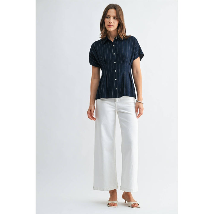 Jesse Striped Pintuck Buttoned Blouse