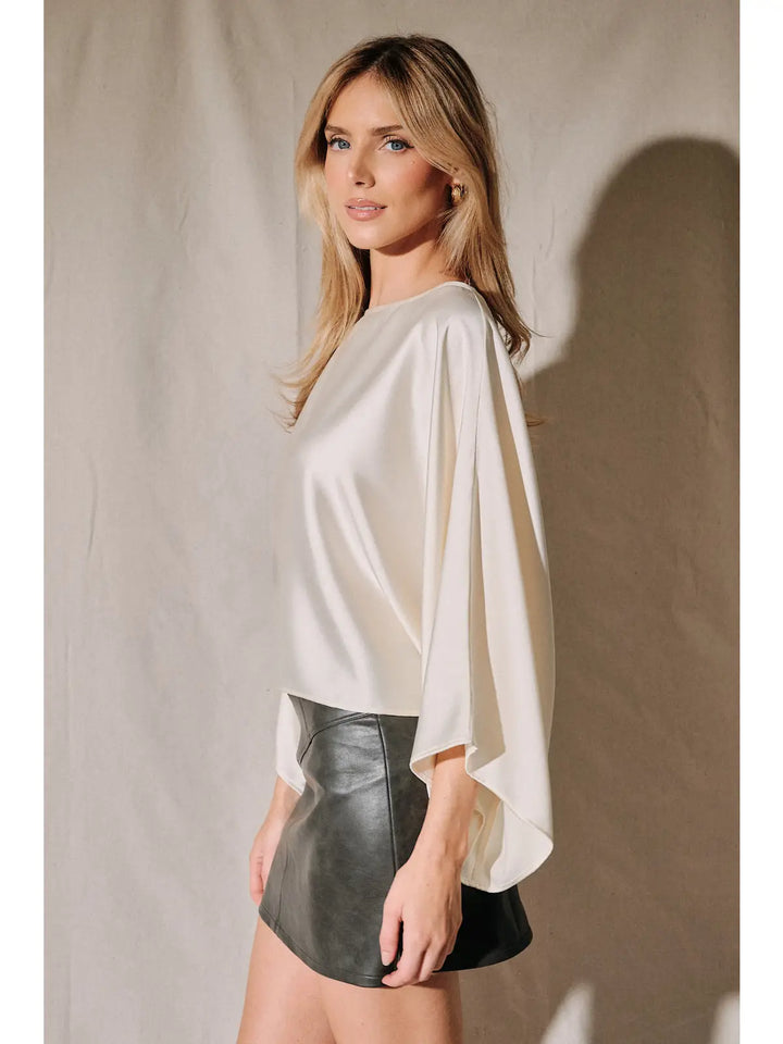 Dove Satin Boat Neck Top