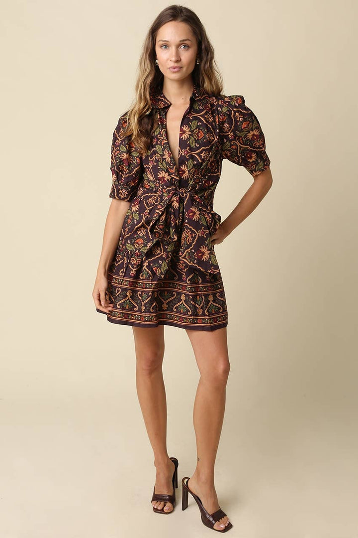 Vienna Tie-Waist Mini Dress