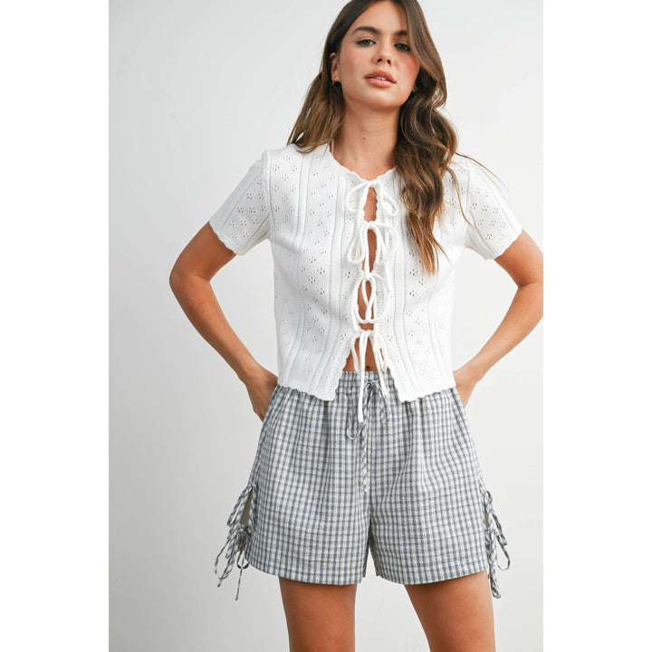 Sunday Tie-Front Pointelle Knit Top