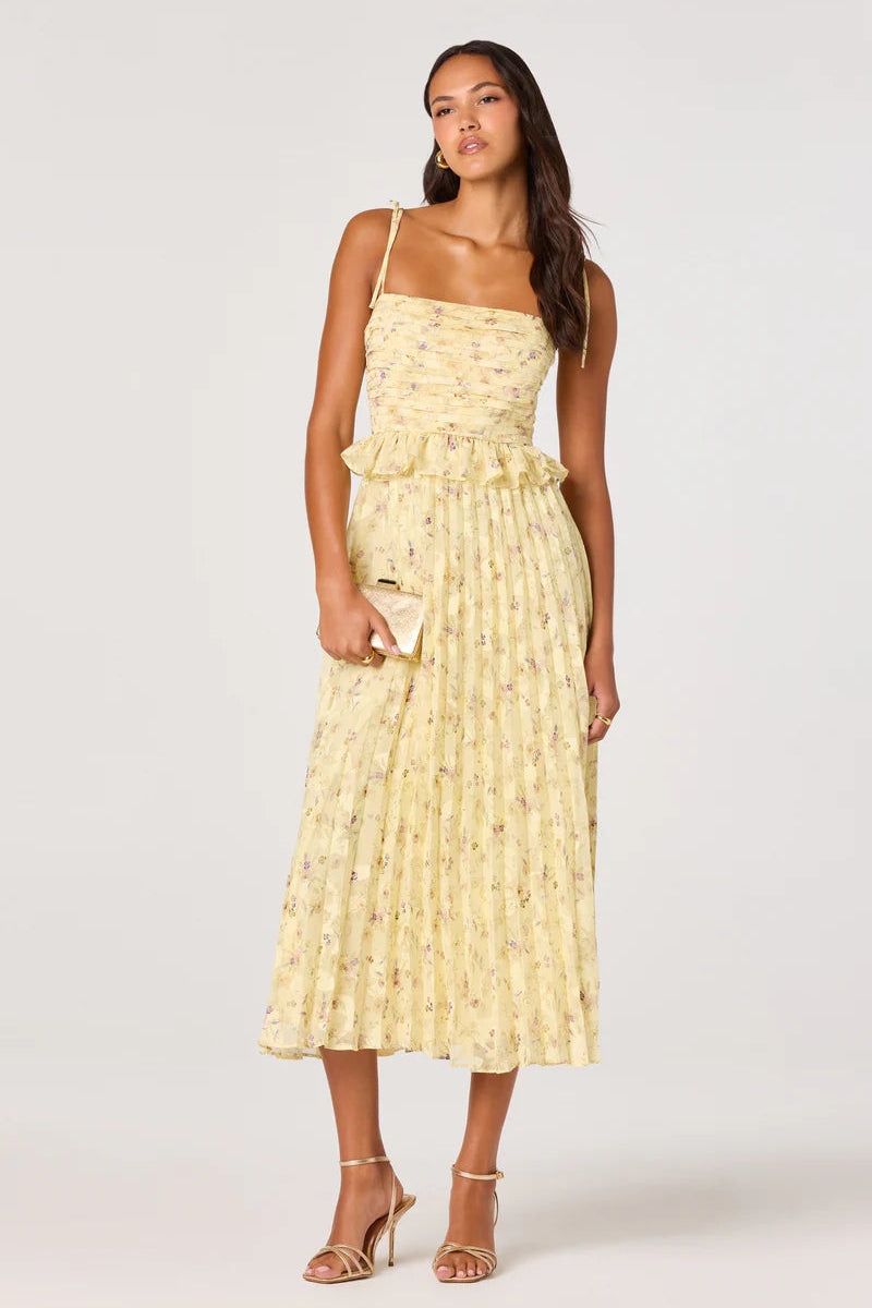 Emerys Pleated Floral Midi Dress – Three Sixty Emerys Pleated Floral Midi Dress – Three Sixty