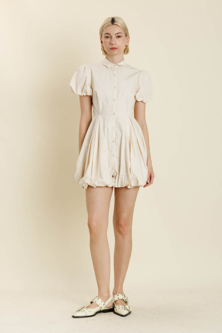 Bubble Hem Mini Shirt Dress