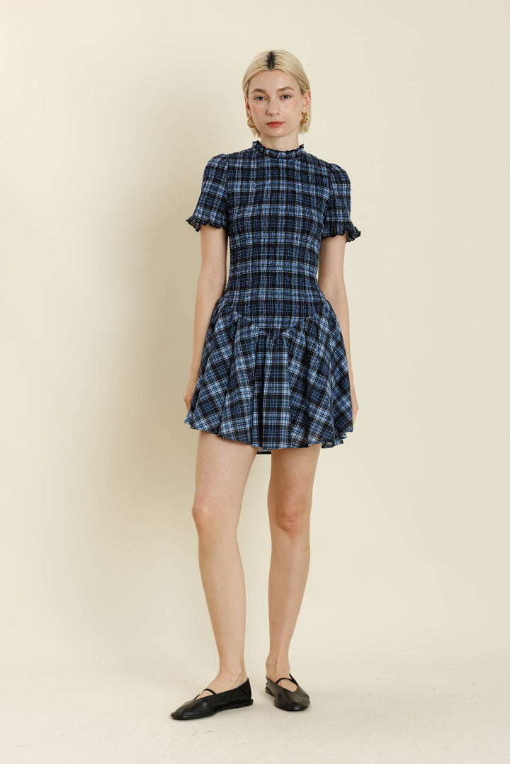 Plaid Smocked Mini Dress