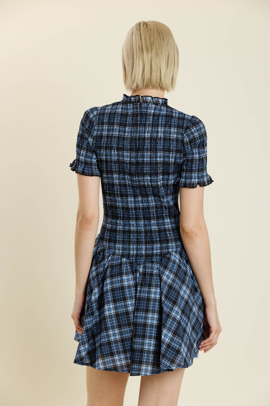 Plaid Smocked Mini Dress