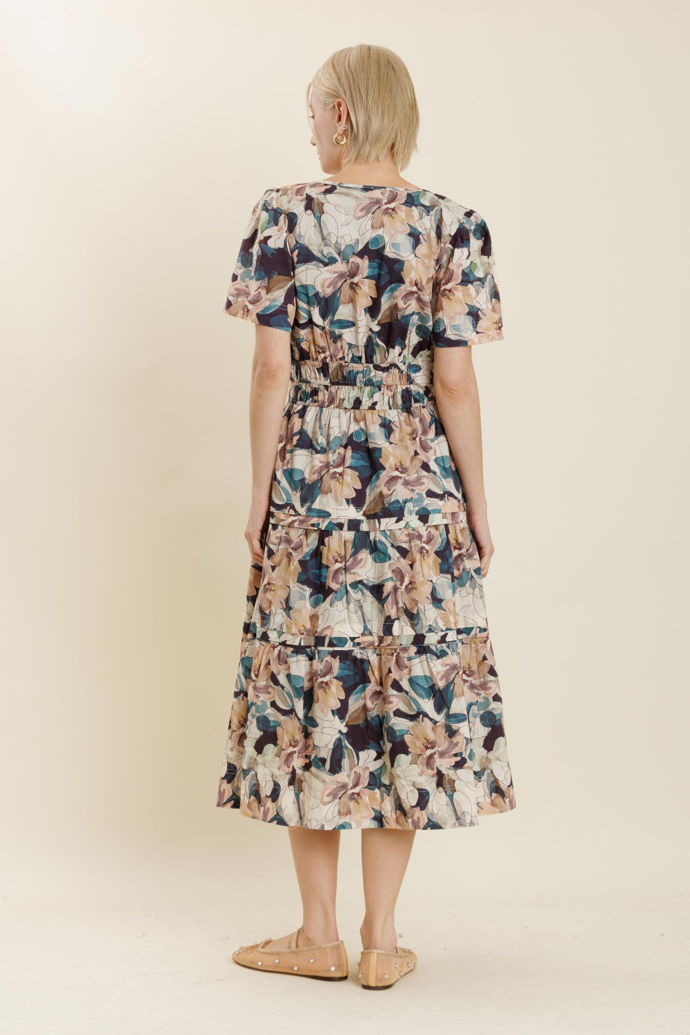 Jane Floral Tiered Midi Dress