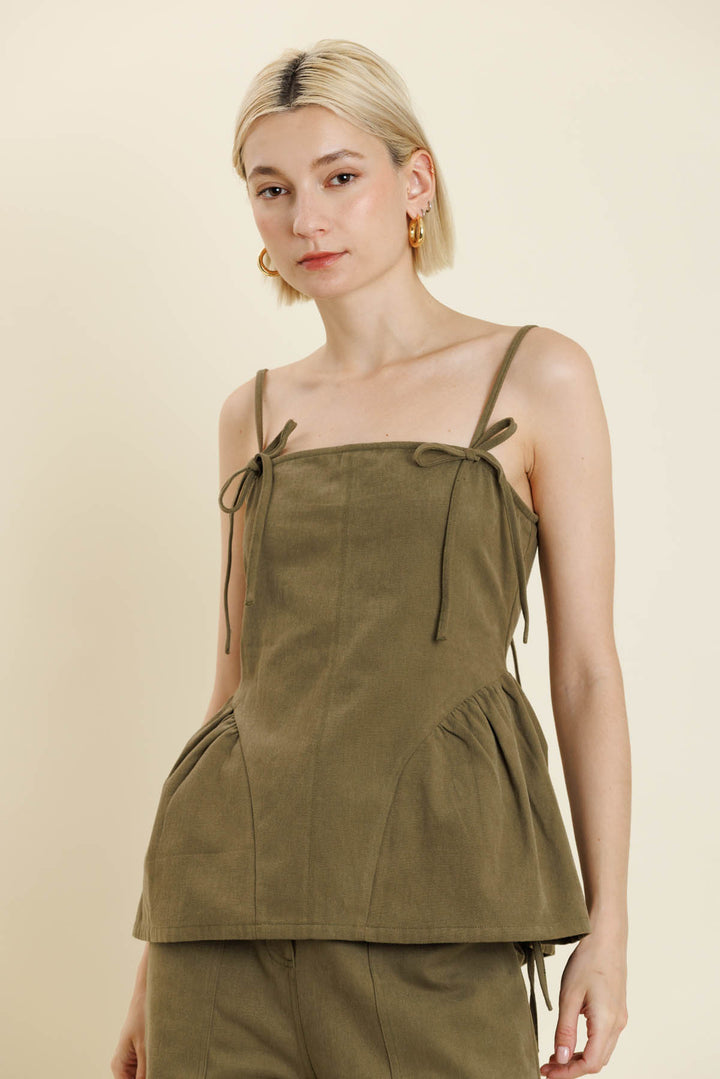 Bow Trim Peplum Top