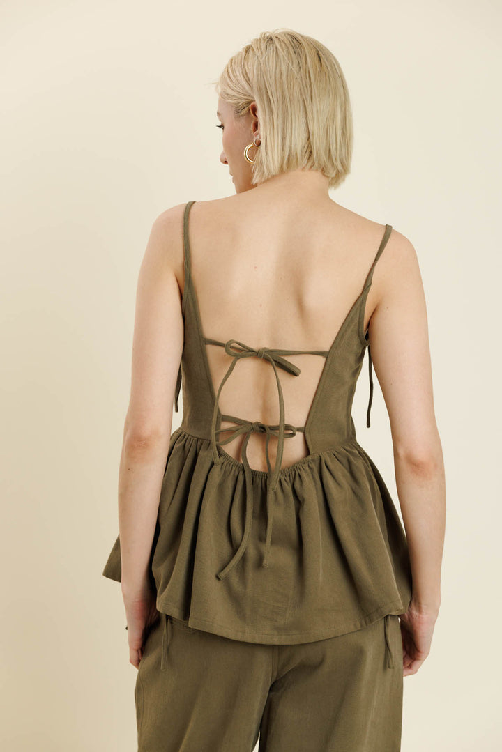 Bow Trim Peplum Top
