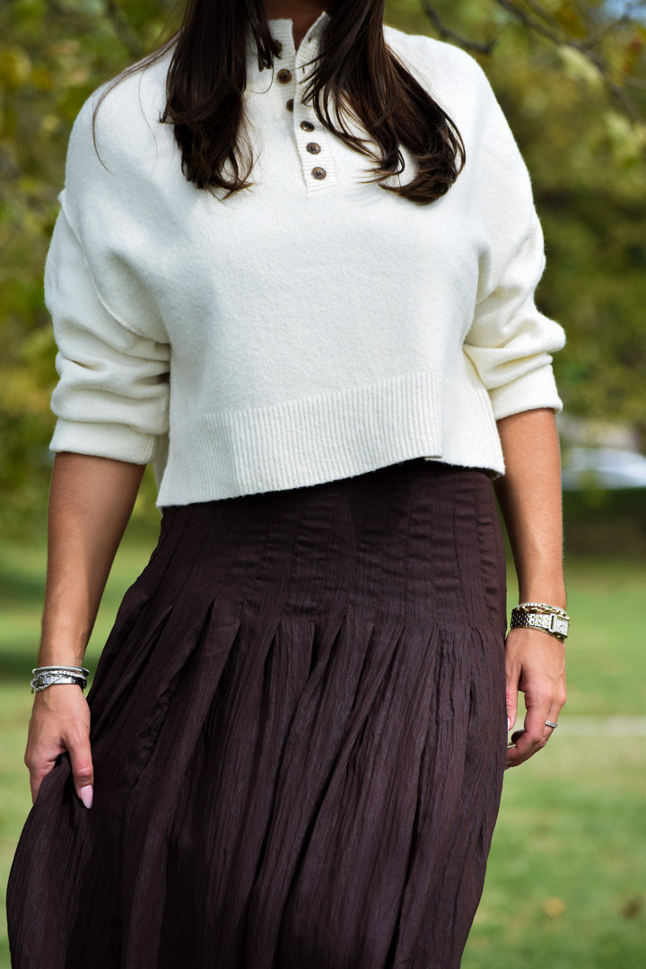 Henley Half Button Down Sweater