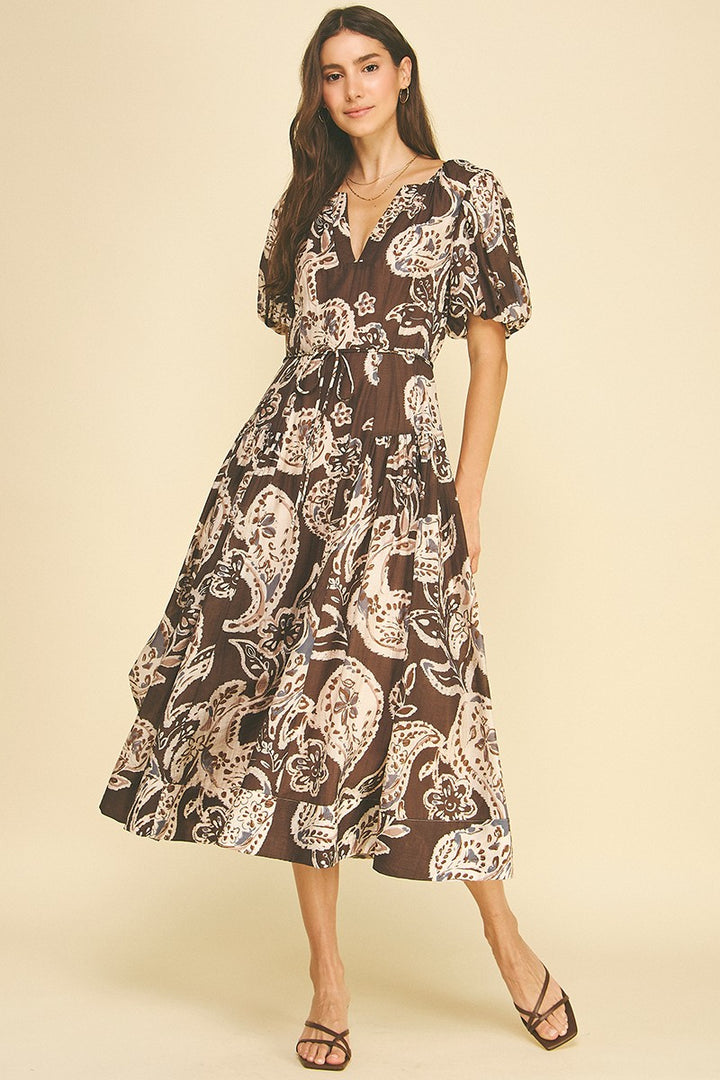 Paige Puff Sleeve Midi Dress
