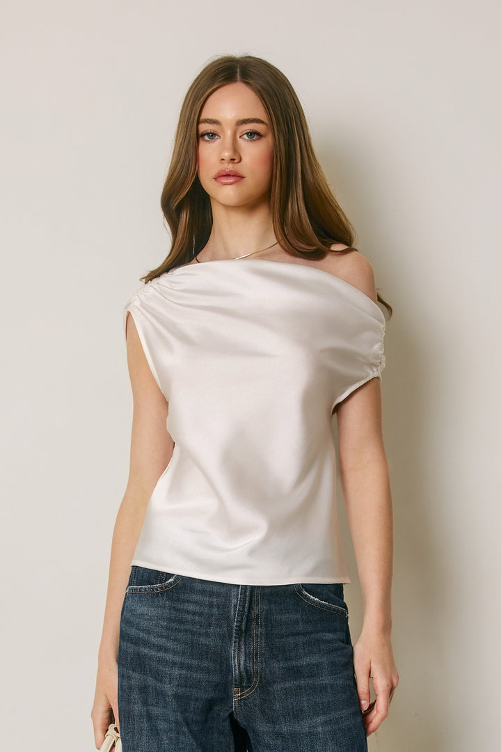 Mabel Satin Asymmetrical Top