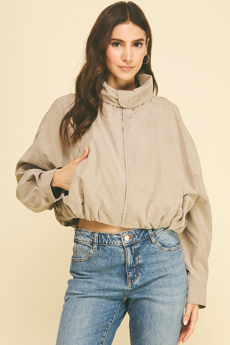 Amber Cropped Bomber Jacket